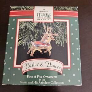 Hallmark Keepsake Ornament Dasher and Dancer Santa and His Reindeer Collection